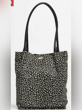 Rare Hammitt Oliver Medium Dapple Calf Hair Tote | Black Leather | Giraffe Print